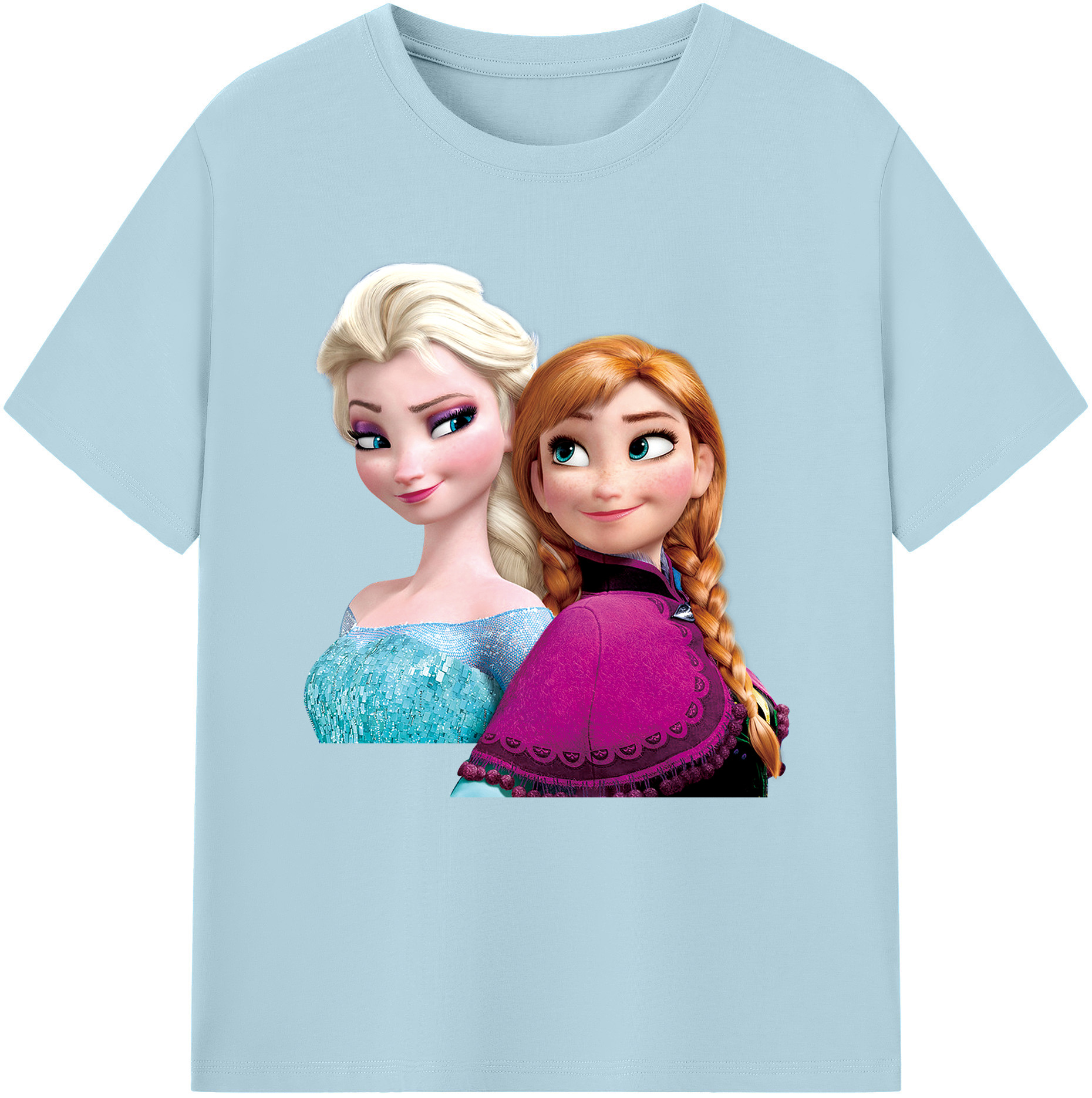 （画像用） アナと雪の女王 アンナ エルサ Frozen Anna Elsa 綿100％半袖Tシャツ（フロントプリント）